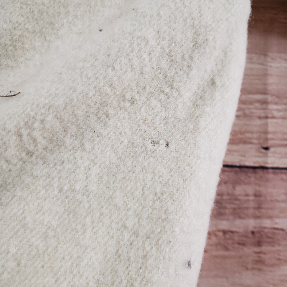 VINTAGE Woolrich Sweater‎ Youth Medium Off White Blue Zip Outdoor Fleece Boys * - Picture 9 of 10